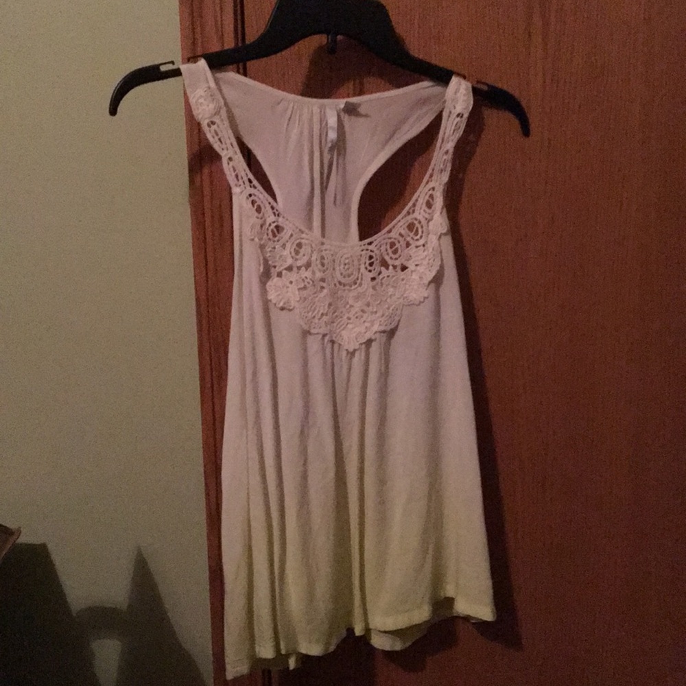 Lauren Conrad white tank bottom fade light yellow